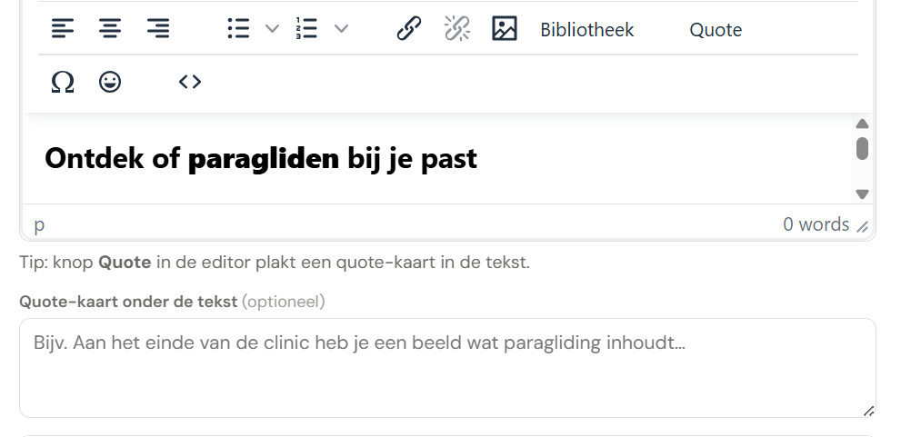 Quote-kaart onder de tekst