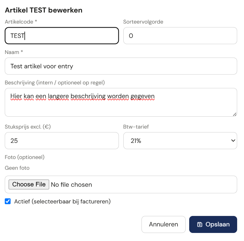 Artikel bewerken