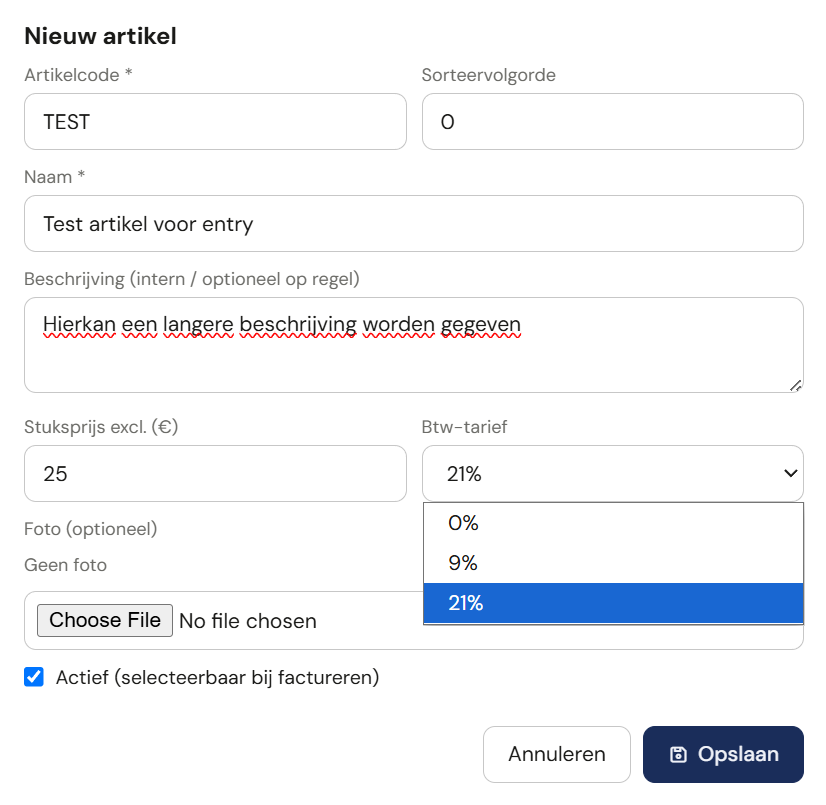 Nieuw artikel