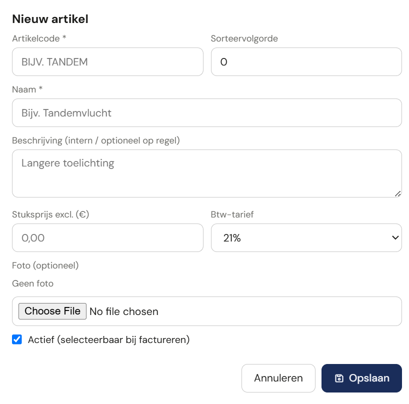 Nieuw artikel dialoog